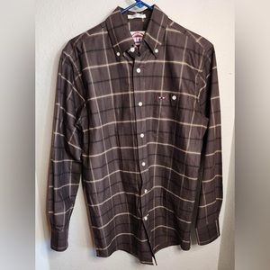 Larro Dark Brown Plaid Western Long Sleeve Mens Shirt Size Small